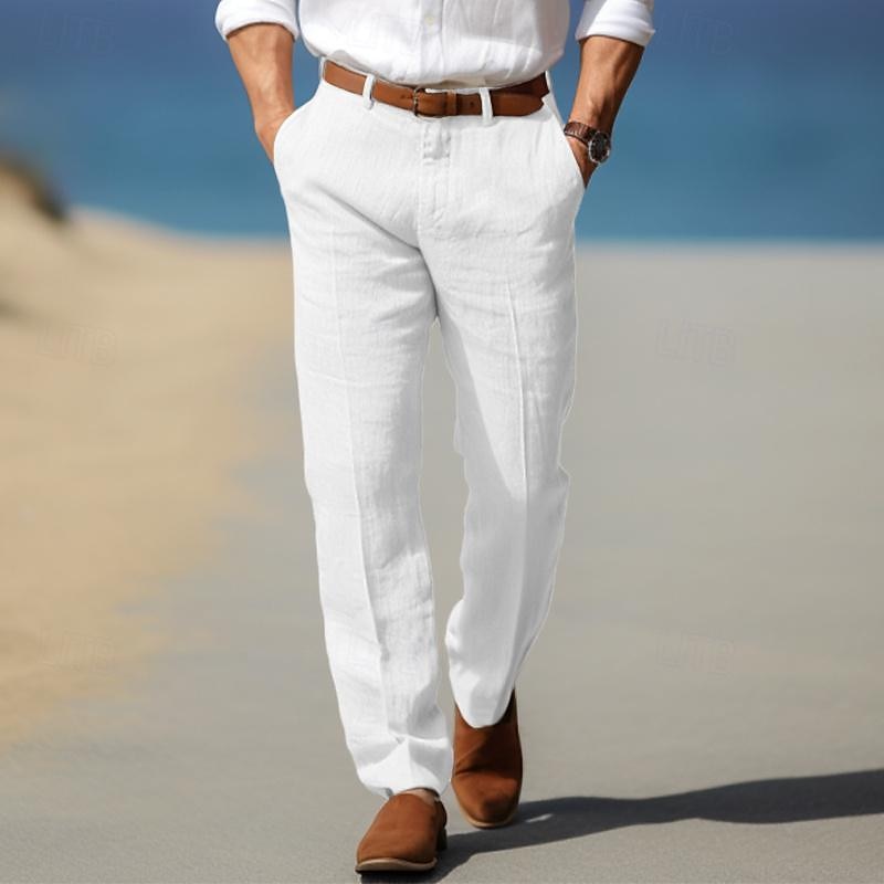 Pantalon en lin premium avec passants de ceinture homme – Lappe