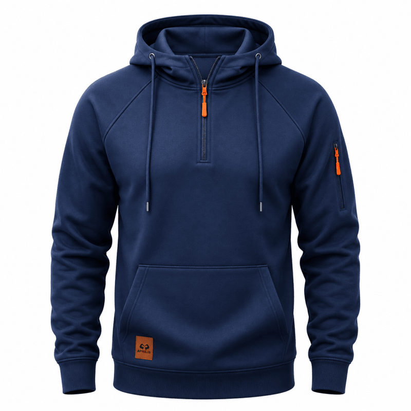 Sweat à capuche demi-zip poche kangourou