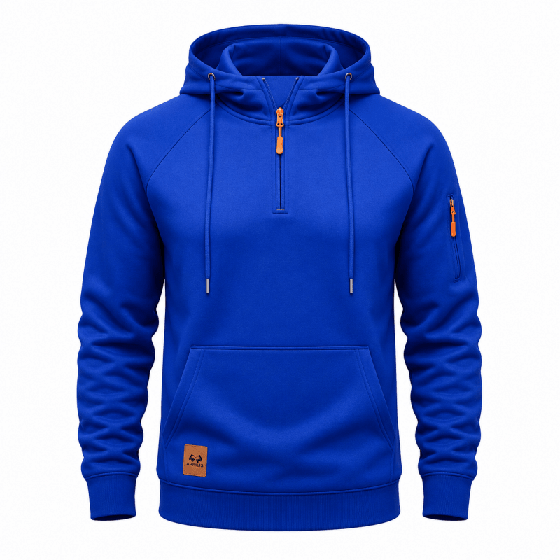 Sweat à capuche demi-zip poche kangourou