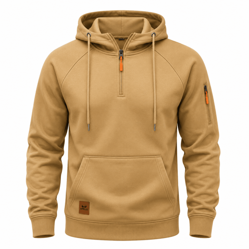 Sweat à capuche demi-zip poche kangourou