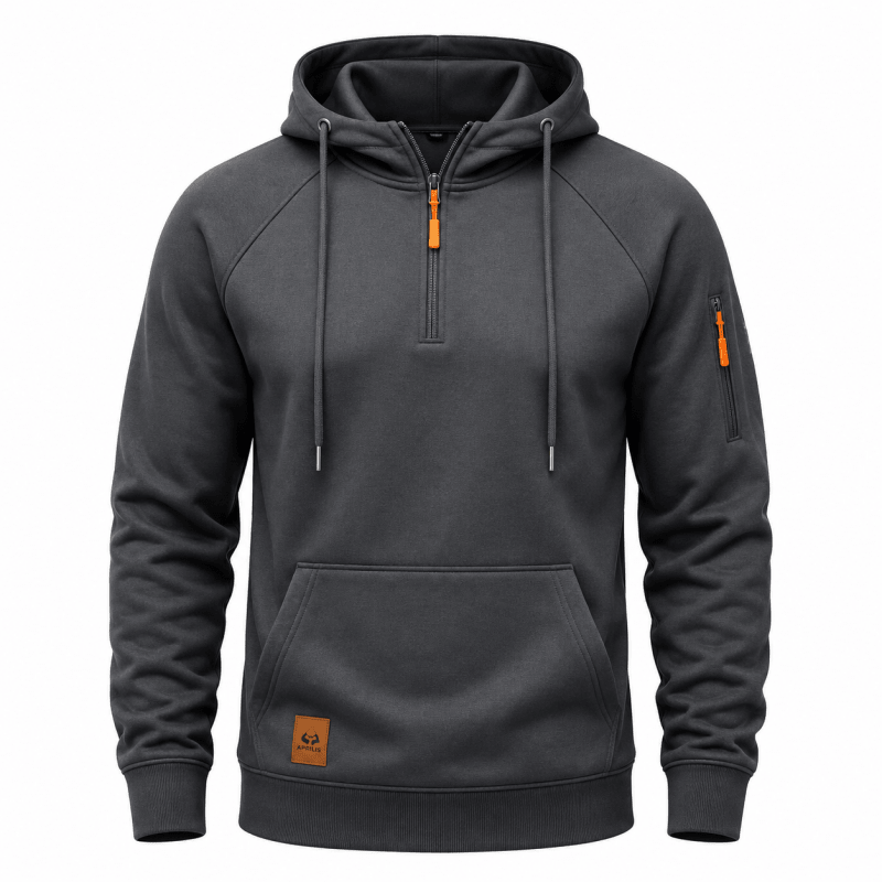 Sweat à capuche demi-zip poche kangourou