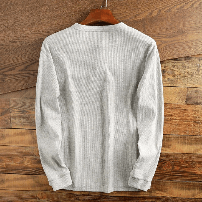 T-shirt henley en maille gaufrée manches longues homme – Cluny