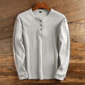T-shirt henley en maille gaufrée manches longues homme – Cluny
