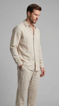 Ensemble en lin chemise et pantalon décontracté homme – Bormes