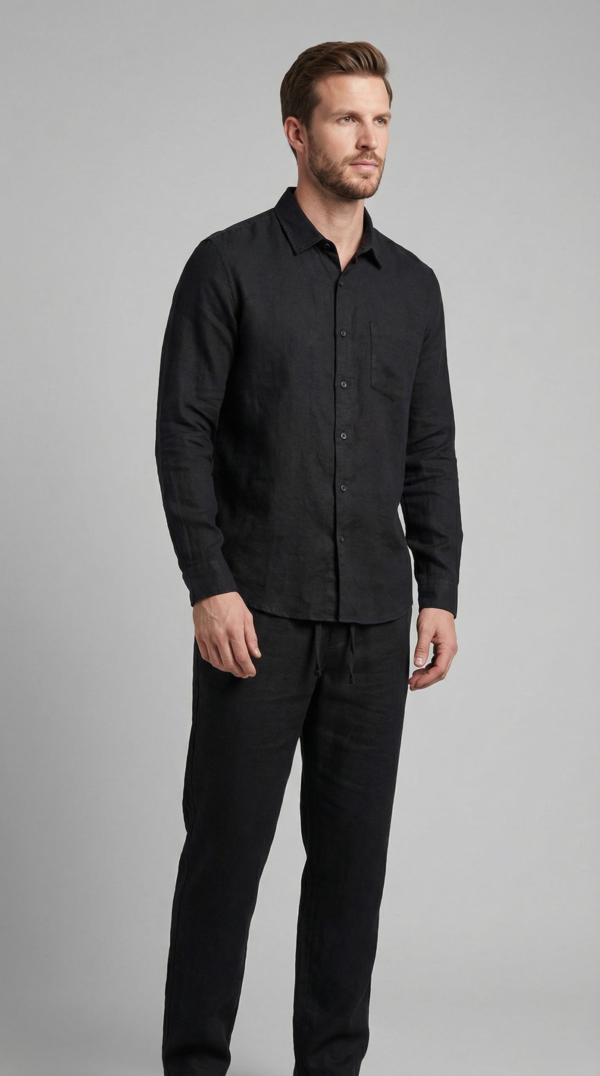 Ensemble en lin chemise et pantalon décontracté homme – Bormes
