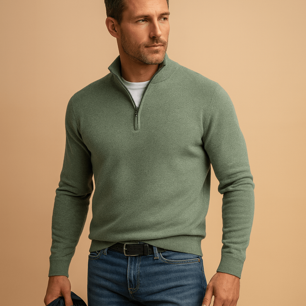 Pull uni à col demi-zip