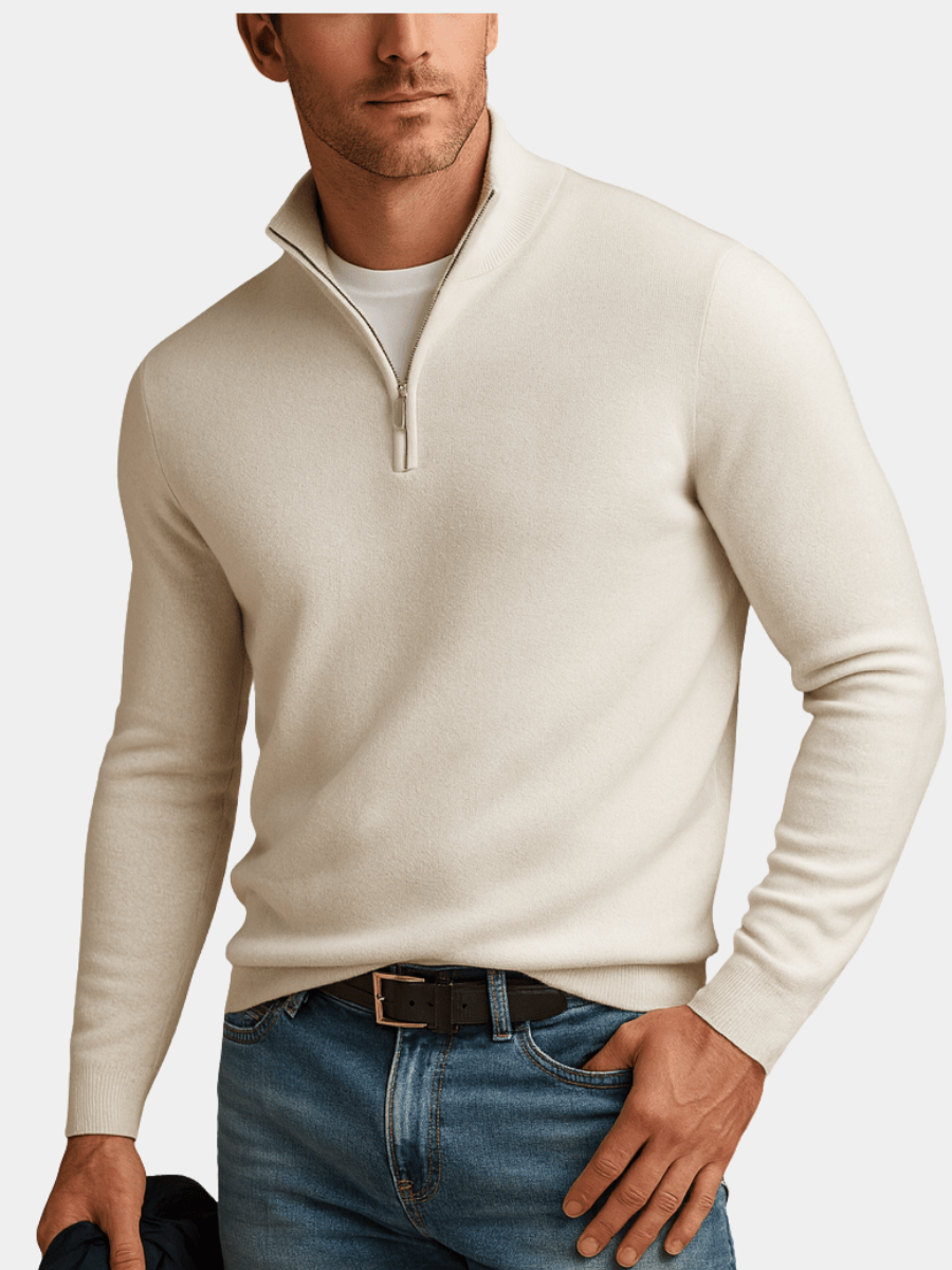 Pull uni à col demi-zip