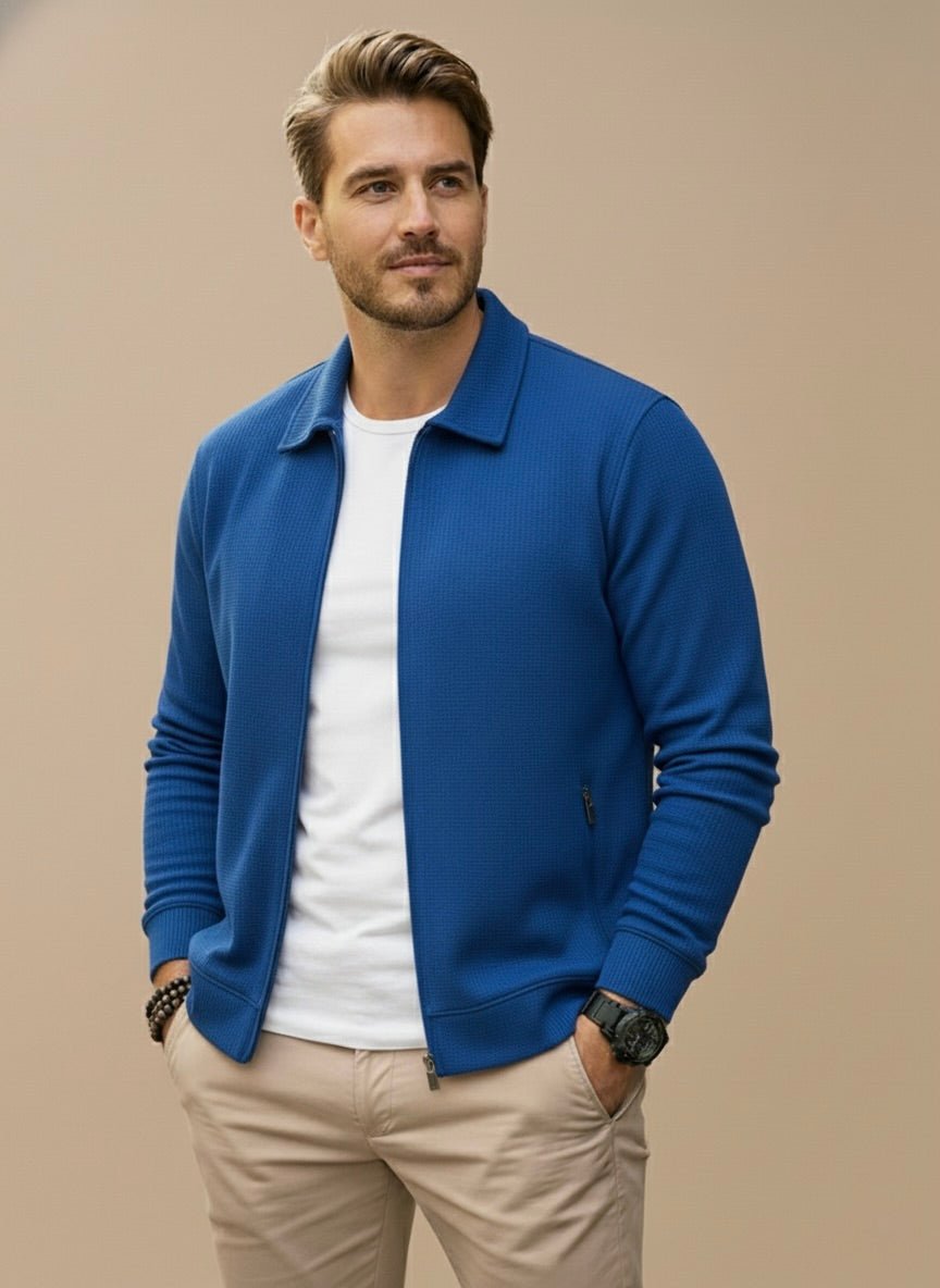 Gilet zippé col montant texturé