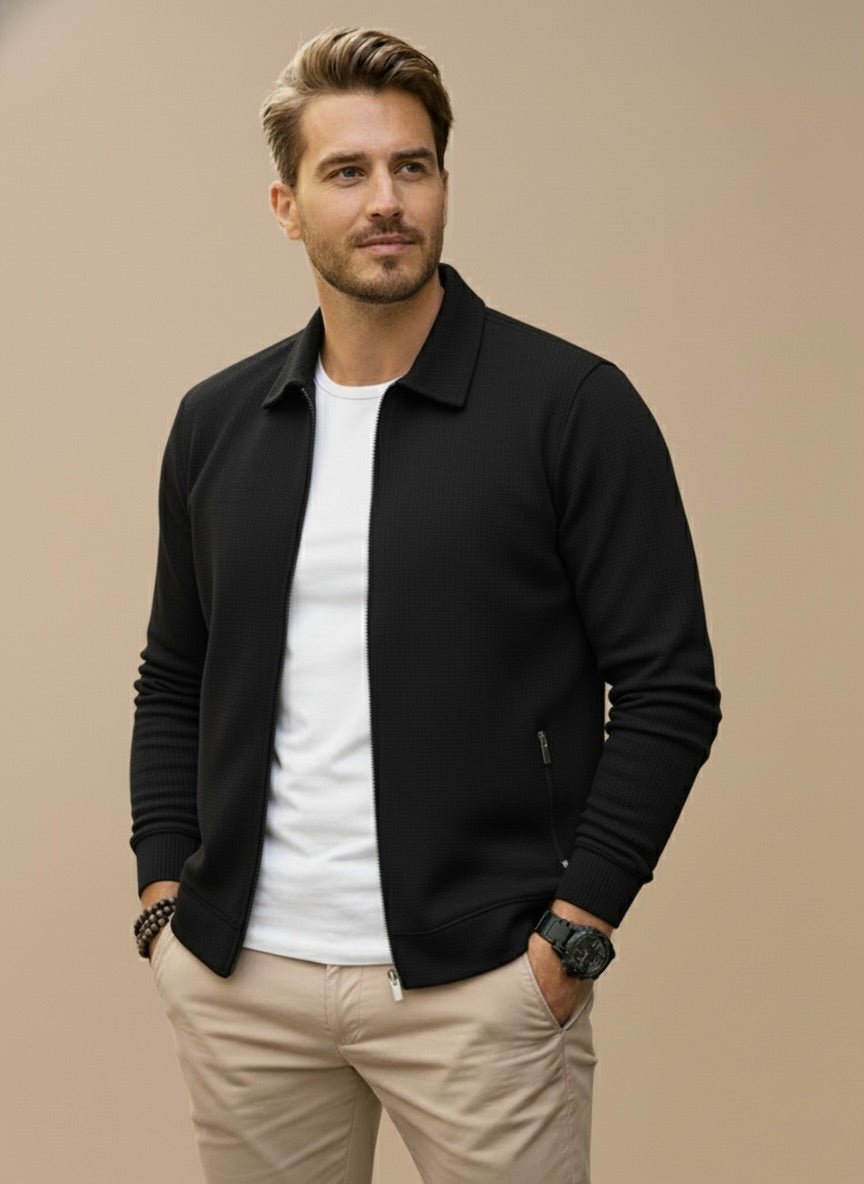 Gilet zippé col montant texturé