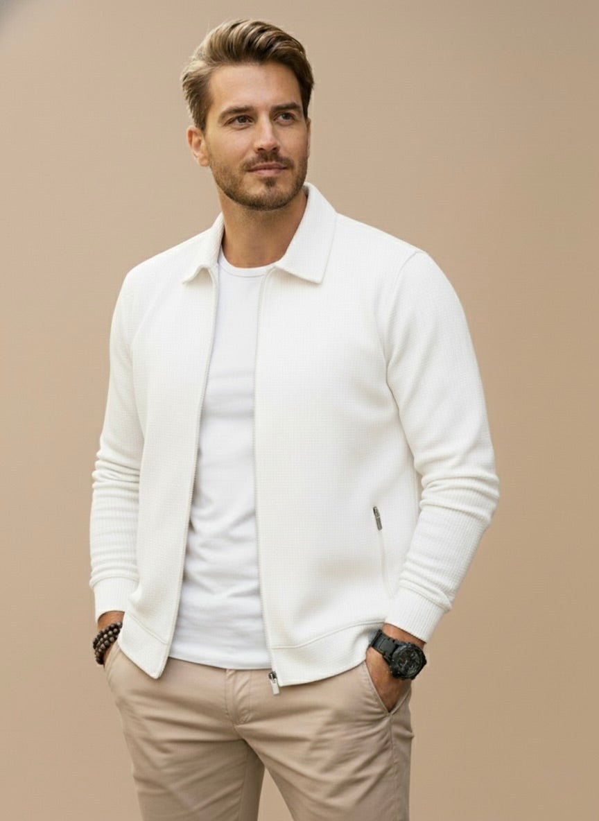 Gilet zippé col montant texturé