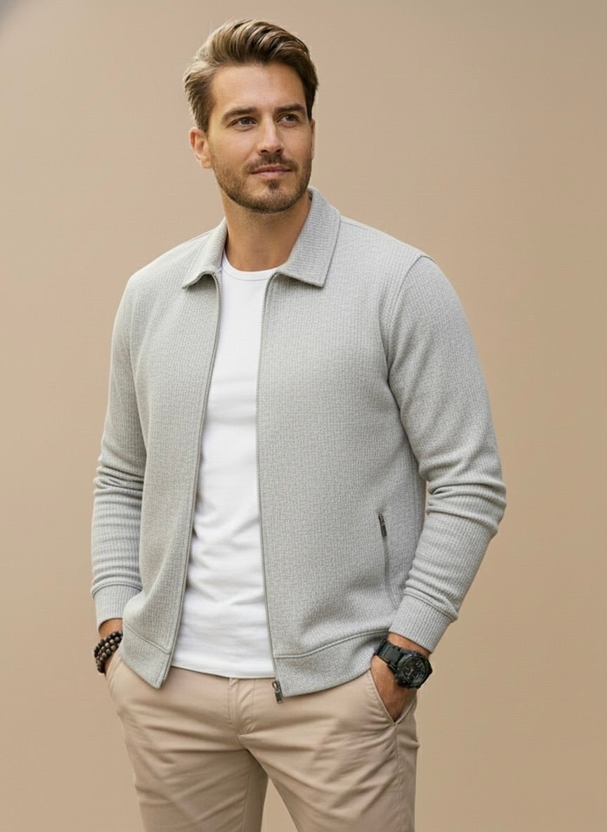 Gilet zippé col montant texturé