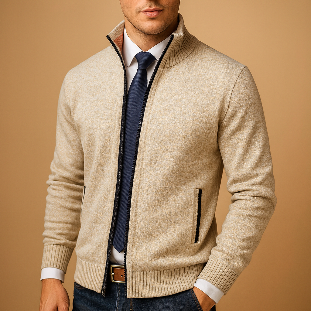 Cardigan zippé classique en maille fine au style intemporel homme – Sévigné