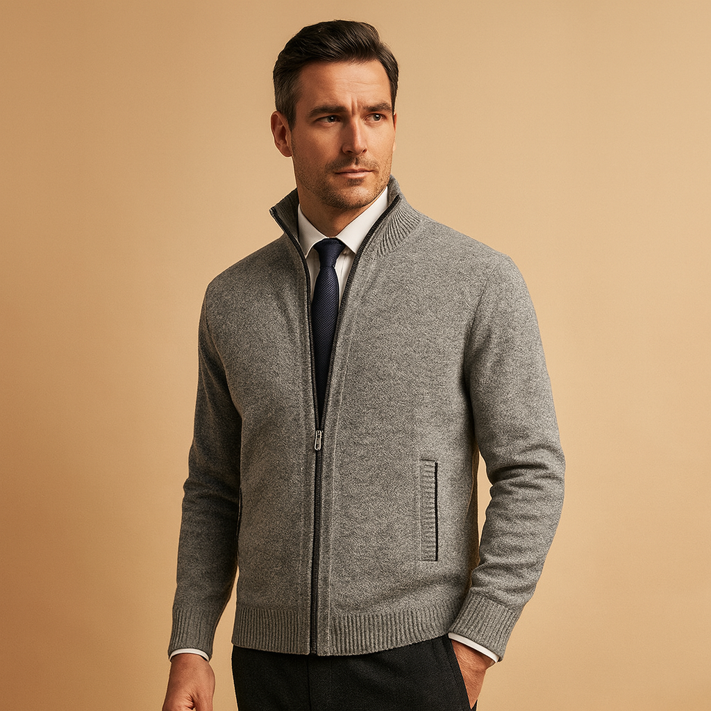 Cardigan zippé classique en maille fine au style intemporel homme – Sévigné