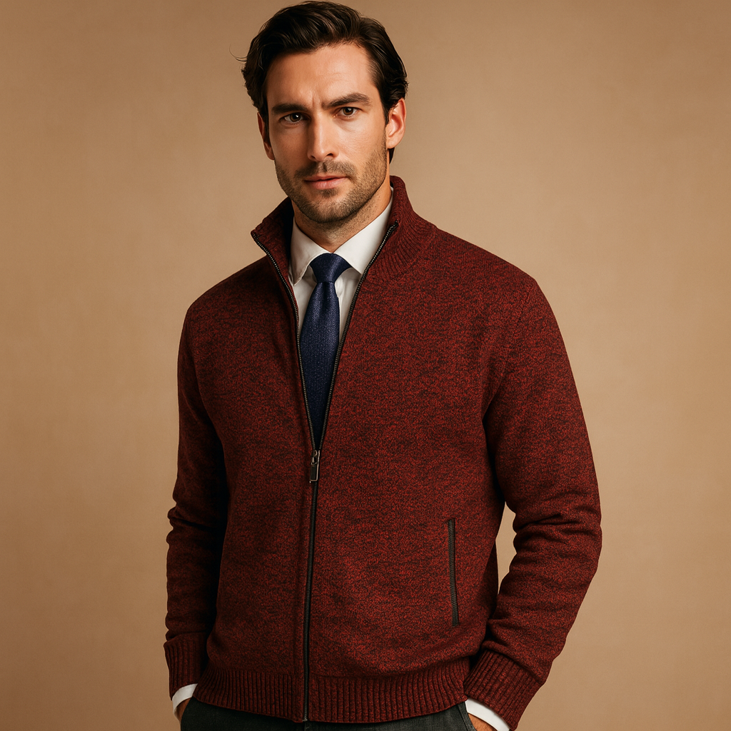 Cardigan zippé classique en maille fine au style intemporel homme – Sévigné