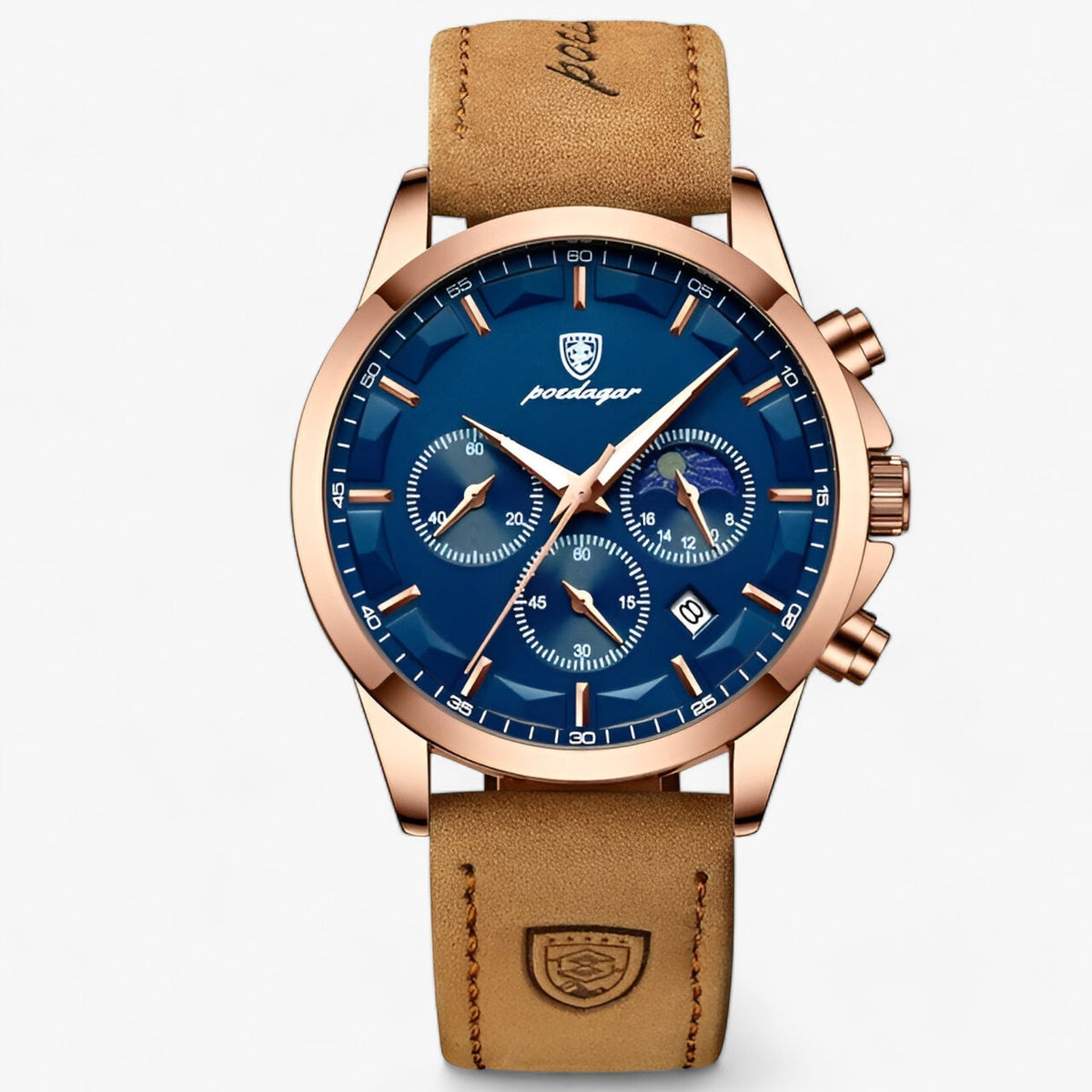 Montre chronographe étanche cadran lumineux bracelet cuir homme – Pontigny