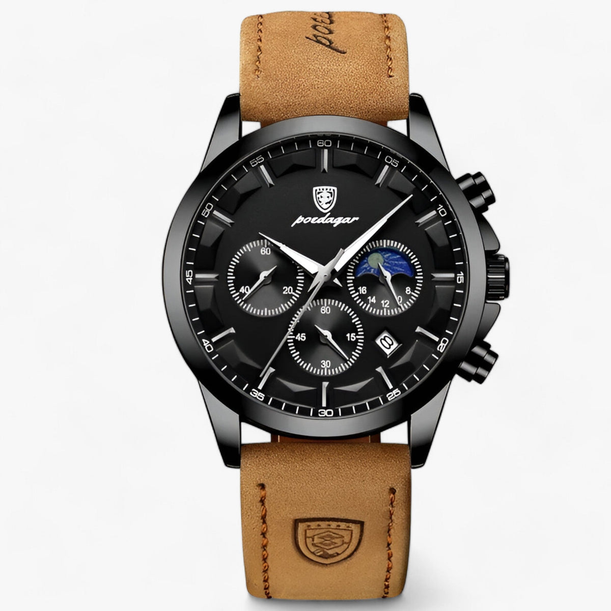 Montre chronographe étanche cadran lumineux bracelet cuir homme – Pontigny