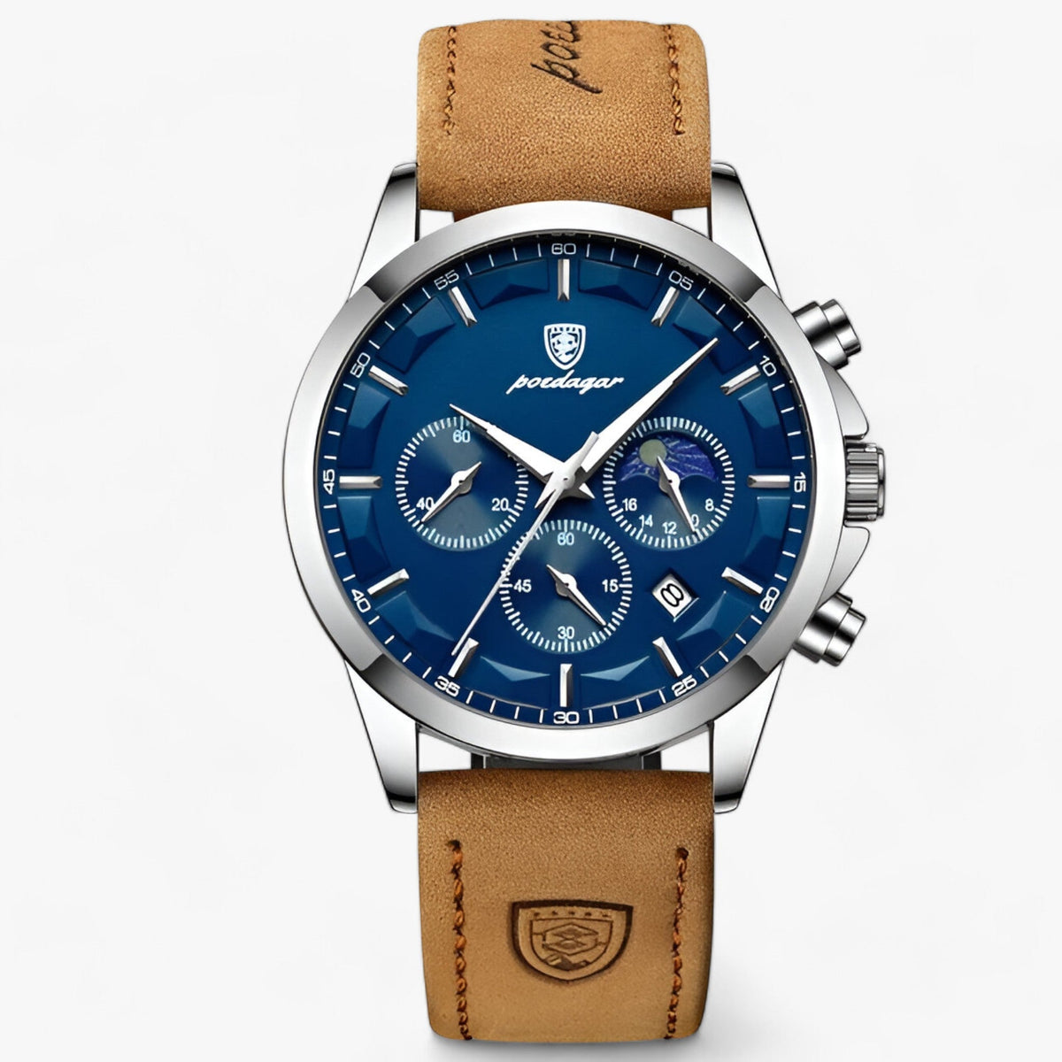 Montre chronographe étanche cadran lumineux bracelet cuir homme – Pontigny