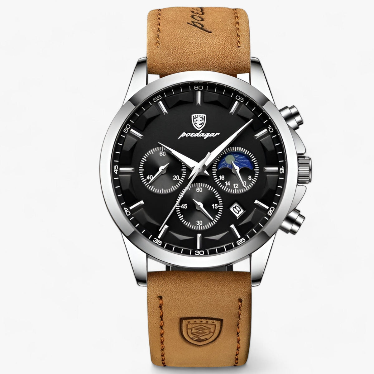 Montre chronographe étanche cadran lumineux bracelet cuir homme – Pontigny