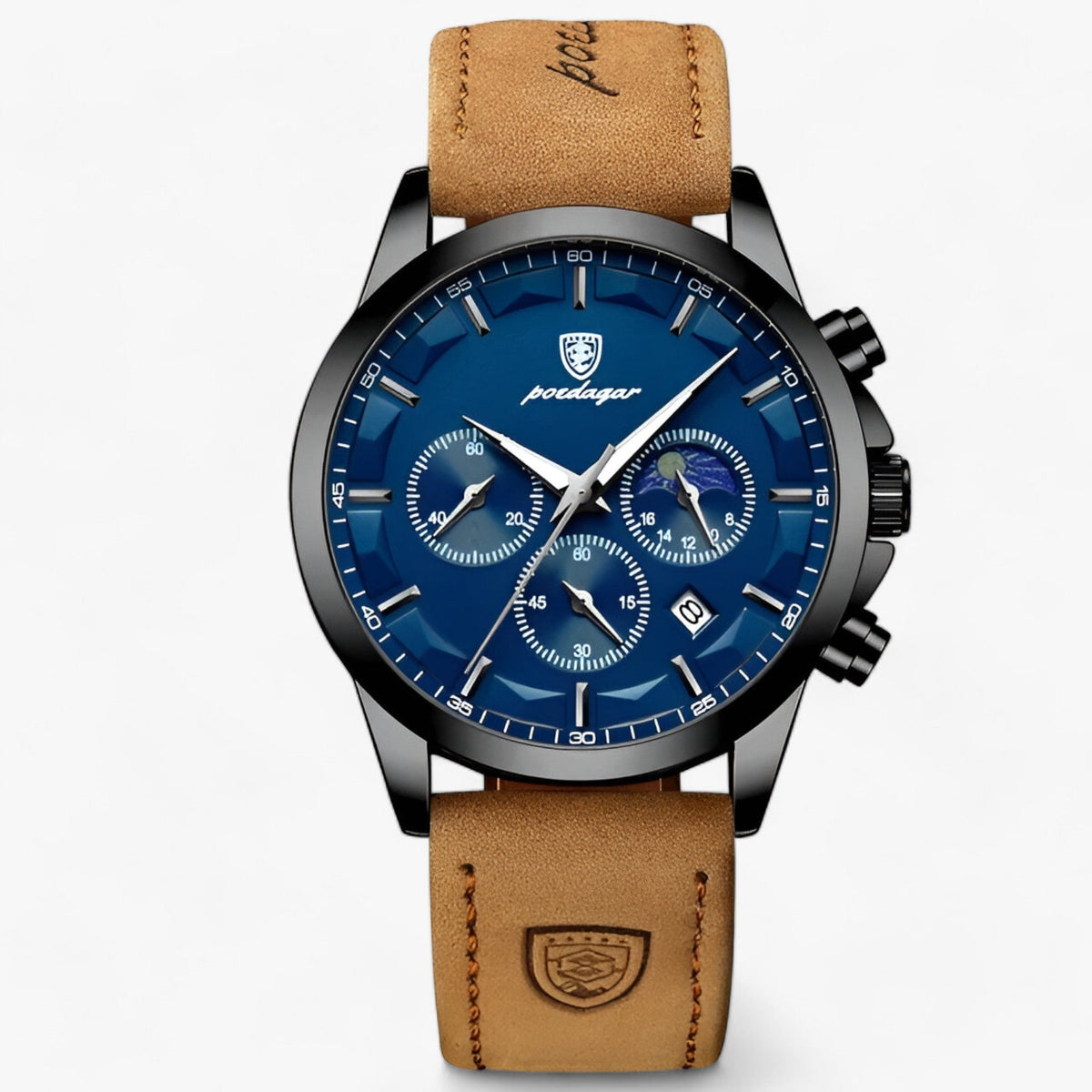 Montre chronographe étanche cadran lumineux bracelet cuir homme – Pontigny