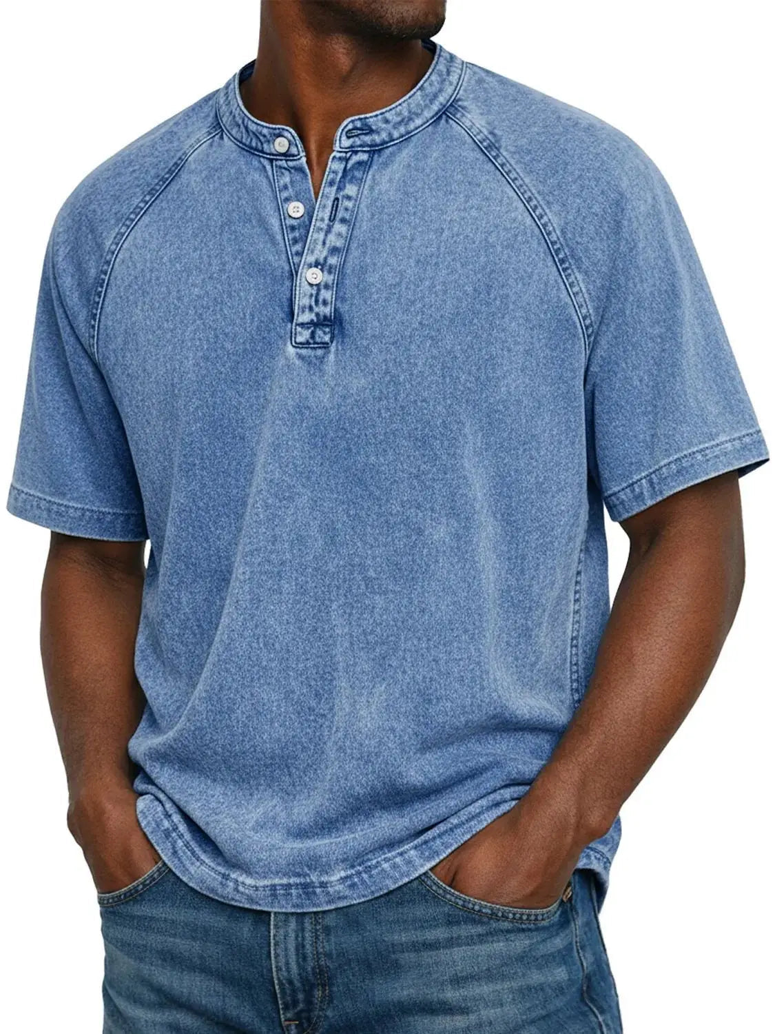 T-shirt henley délavé à manches courtes au style intemporel homme – Bretagne