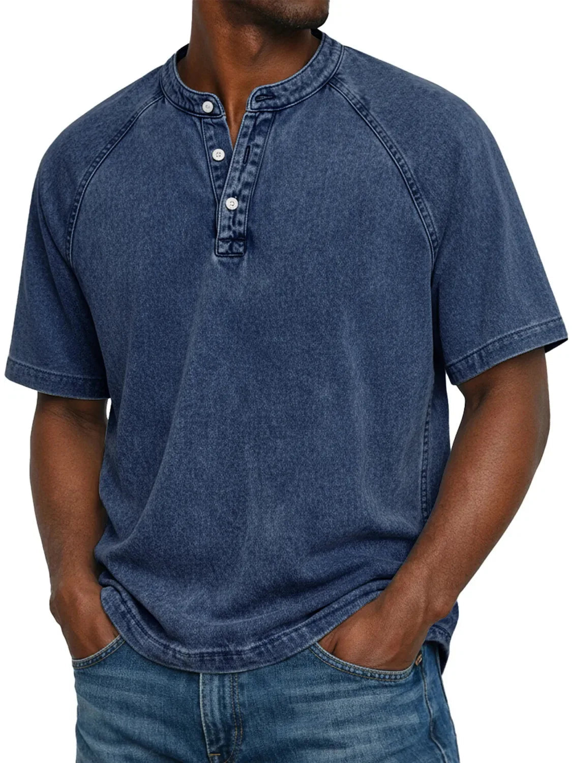 T-shirt henley délavé à manches courtes au style intemporel homme – Bretagne