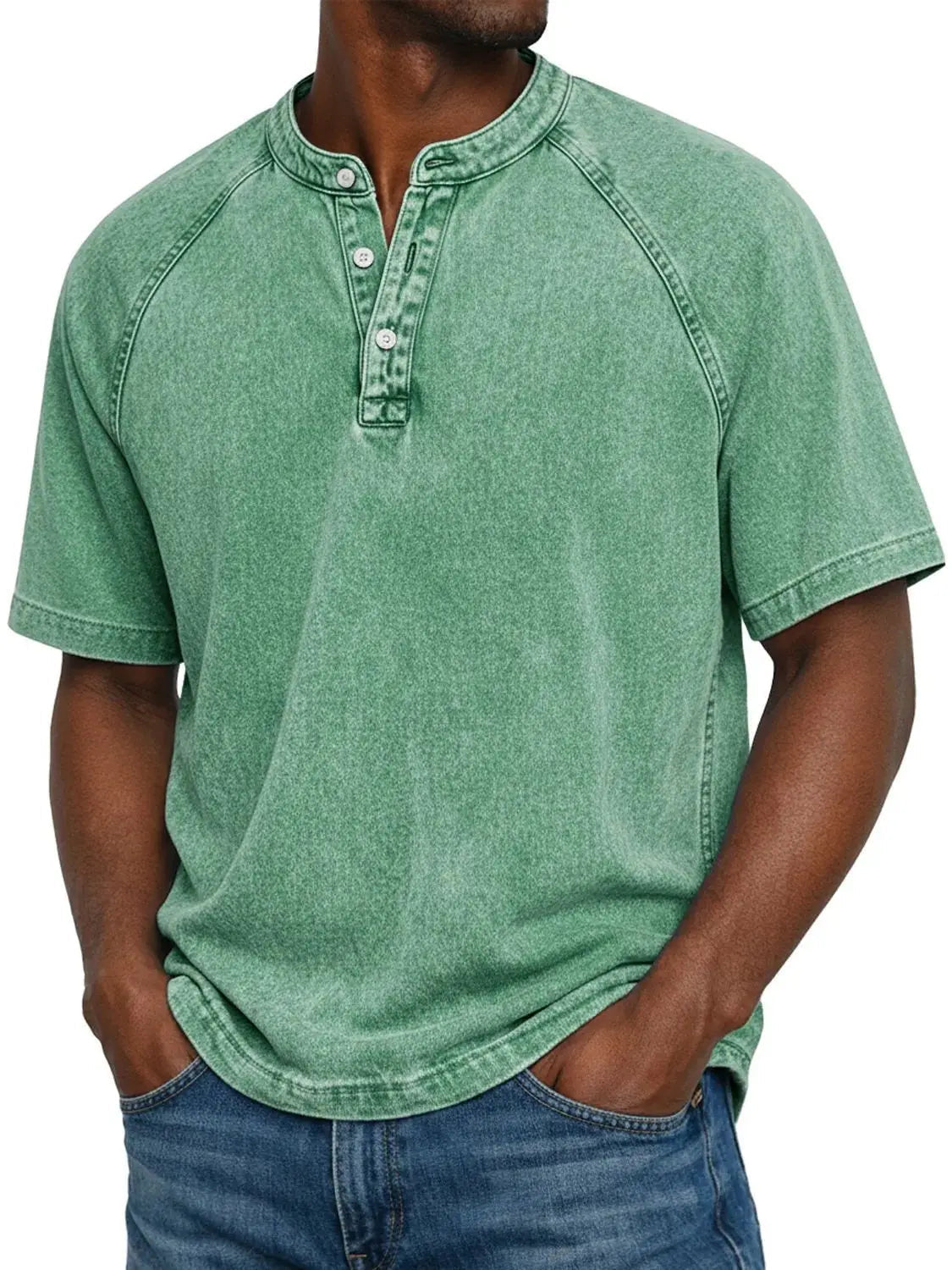 T-shirt henley délavé à manches courtes au style intemporel homme – Bretagne