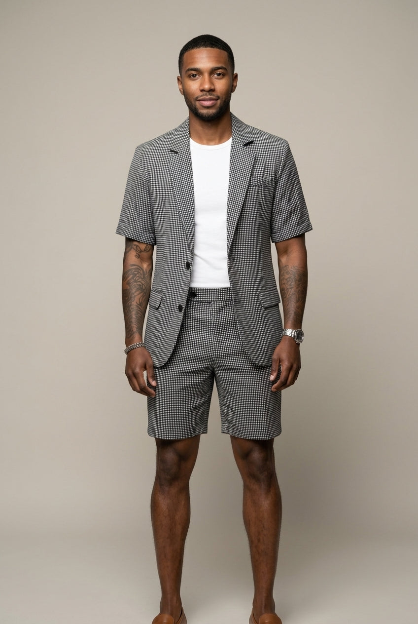 Ensemble blazer et short à carreaux