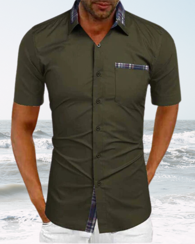 Chemise à col mao manches courtes légère et respirante homme – Quintin