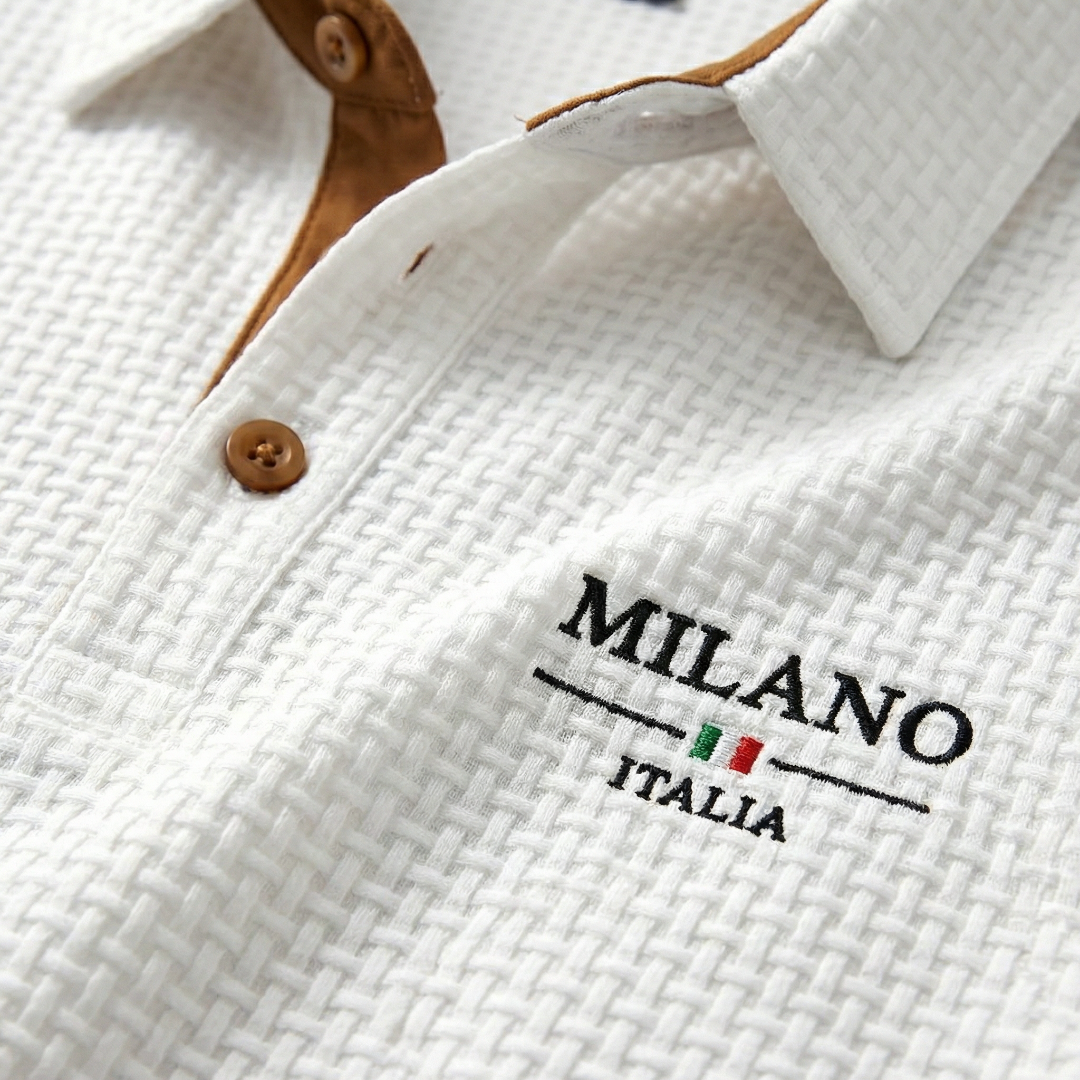 Polo jacquard texturé à col structuré