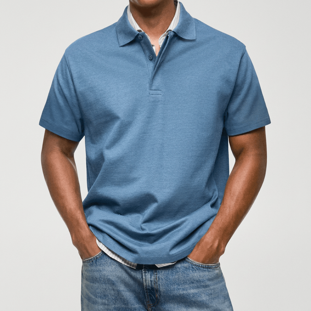 Polo en maille texturée à col structuré