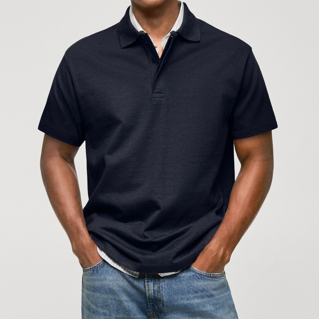 Polo en maille texturée à col structuré