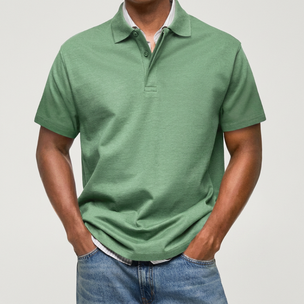 Polo en maille texturée à col structuré