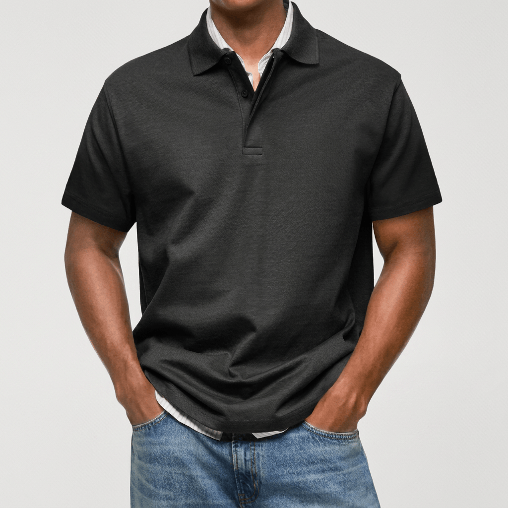 Polo en maille texturée à col structuré