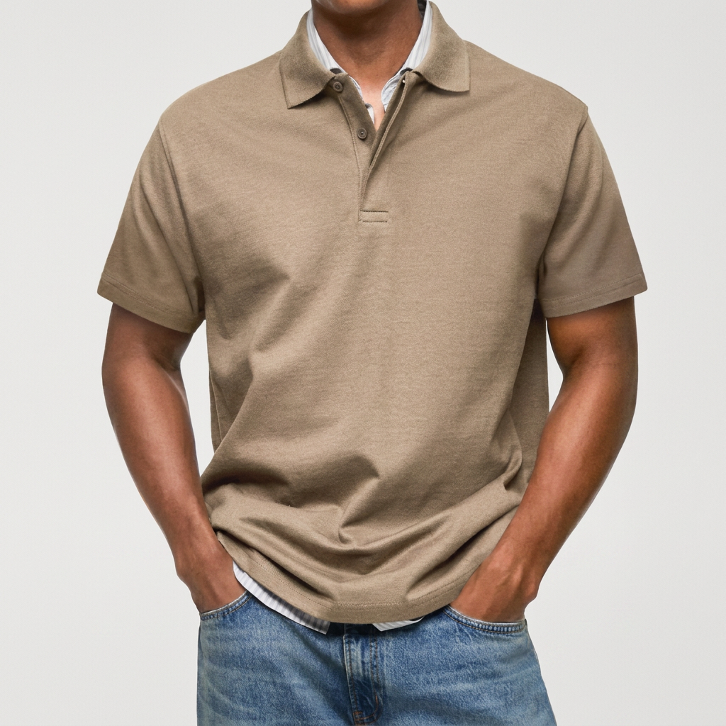 Polo en maille texturée à col structuré