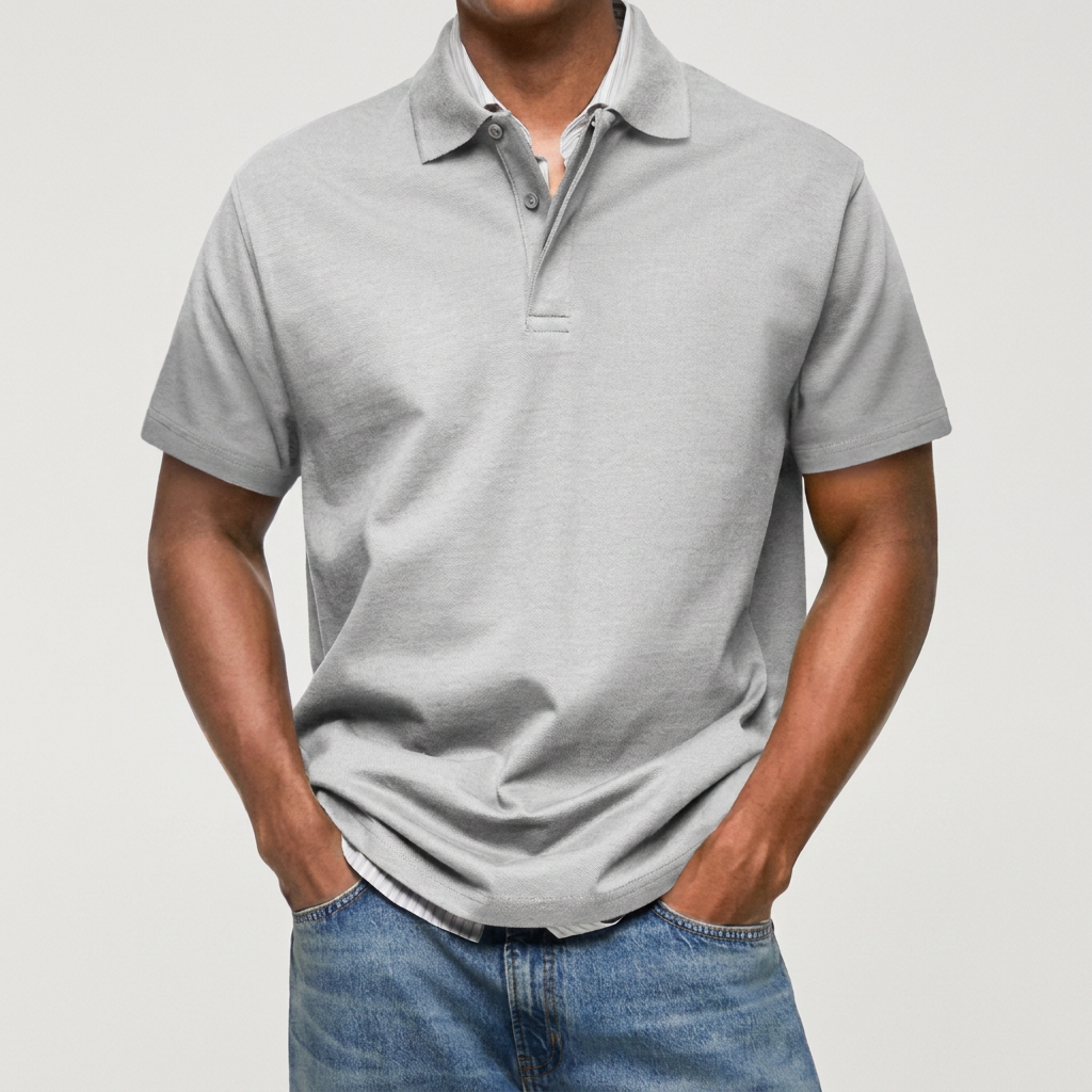 Polo en maille texturée à col structuré