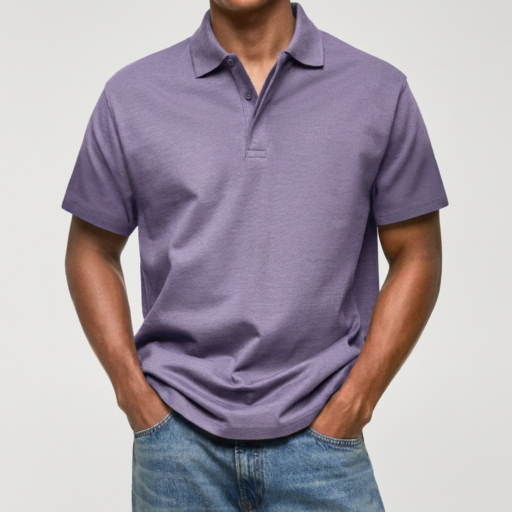 Polo en maille texturée à col structuré