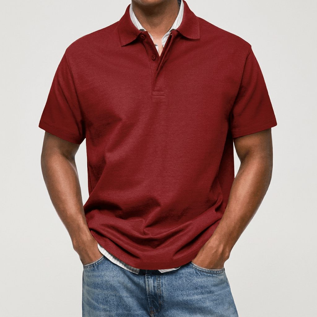Polo en maille texturée à col structuré