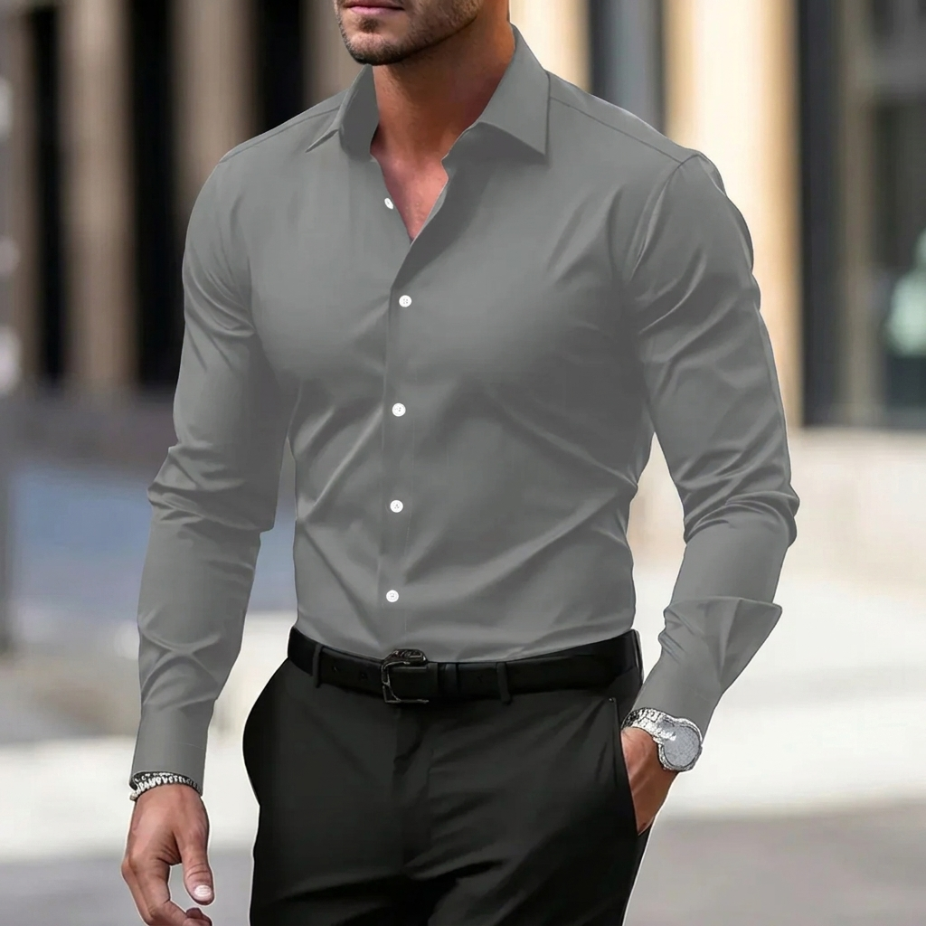 Chemise en velours uni manches longues