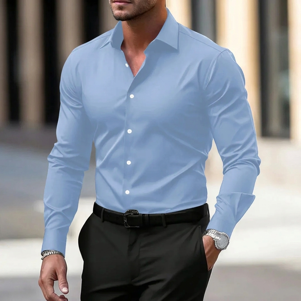 Chemise en velours uni manches longues