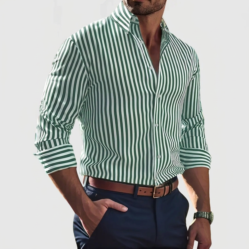 Chemise à rayures verticales manches longues