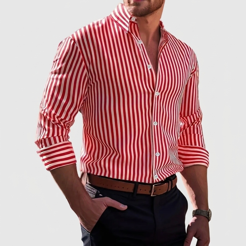 Chemise à rayures verticales manches longues