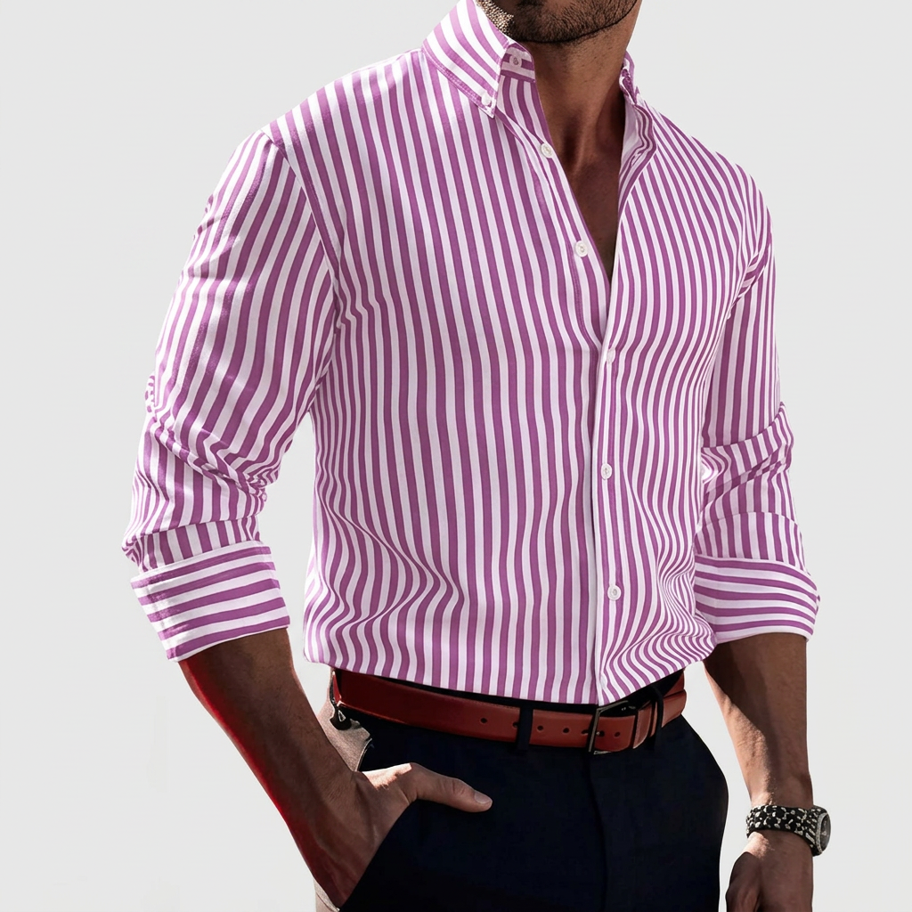 Chemise à rayures verticales manches longues