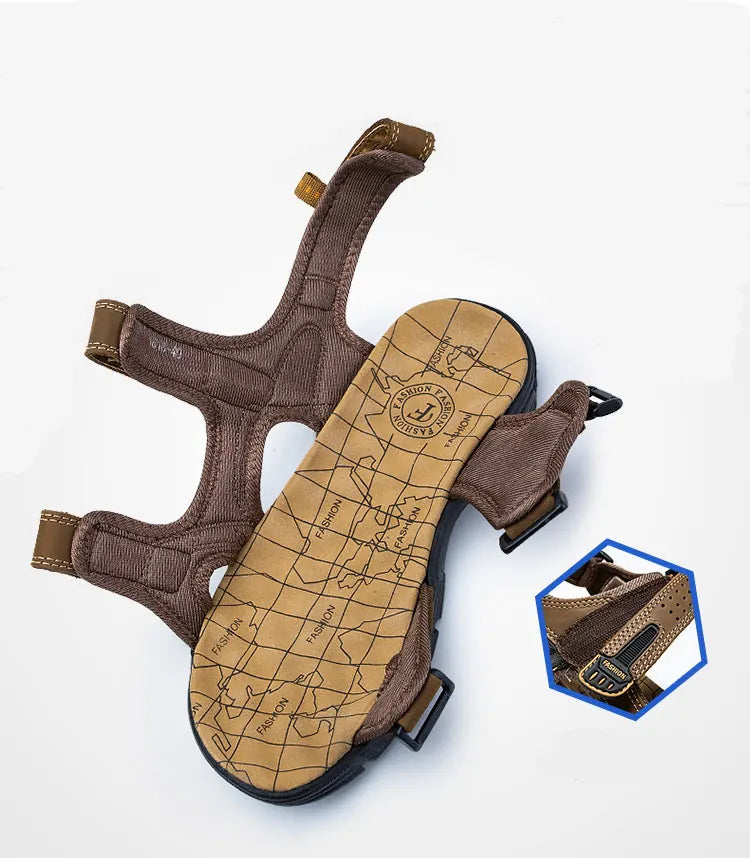Sandales en cuir design ouvert confortables été homme – Brissac