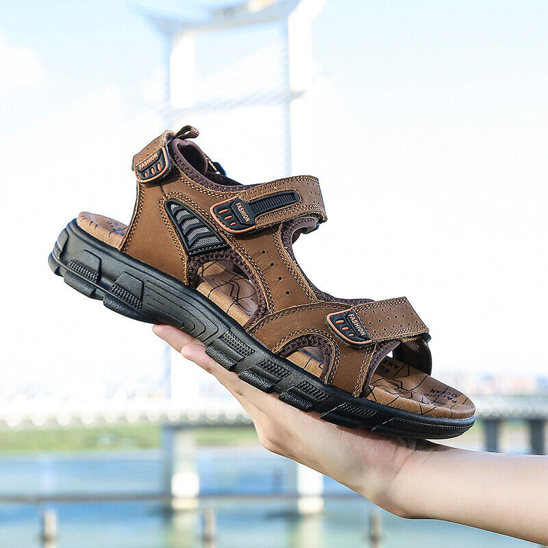 Sandales en cuir design ouvert confortables été homme – Brissac