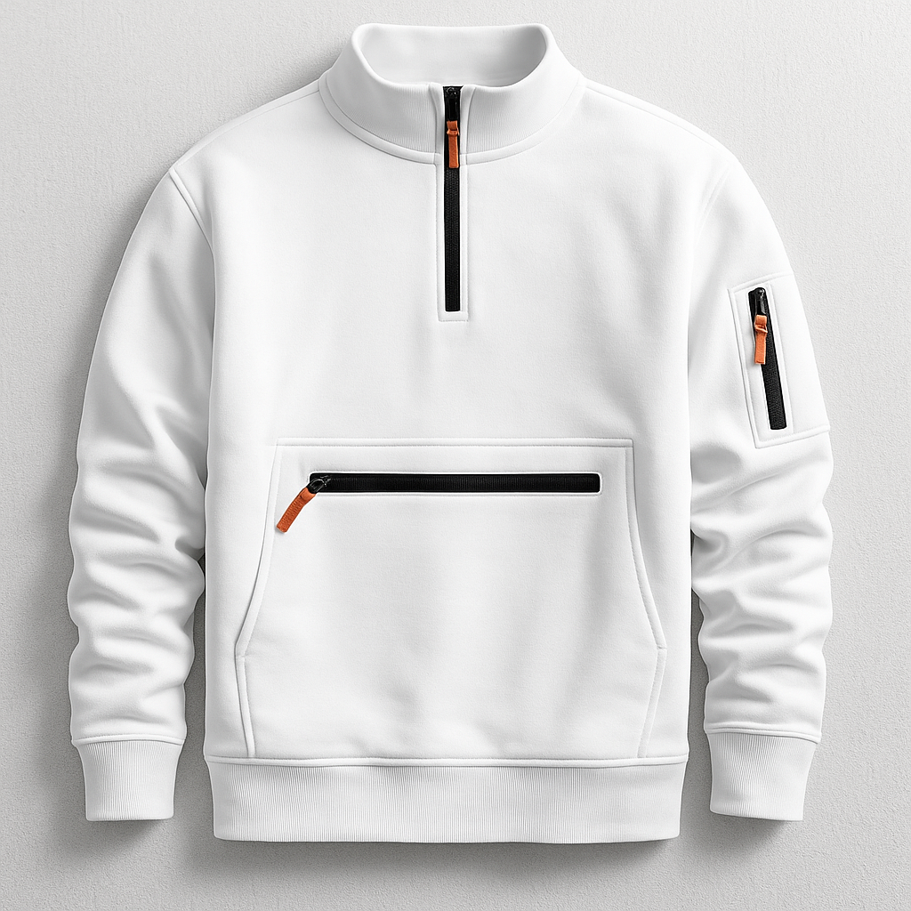 Pull demi-zip col montant poches zippées
