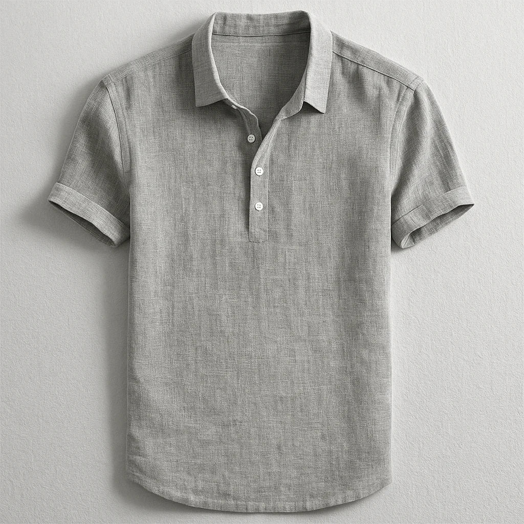 Polo en lin à manches courtes coupe ajustée respirant homme – Saintes
