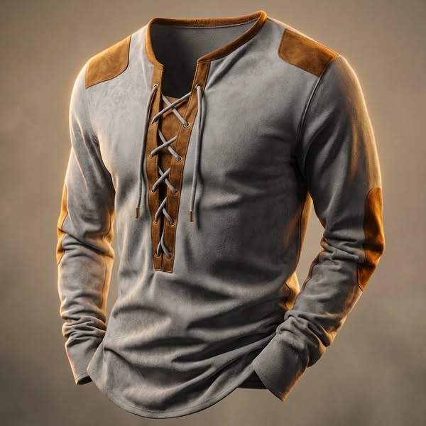 Chemise henley à lacets manches longues