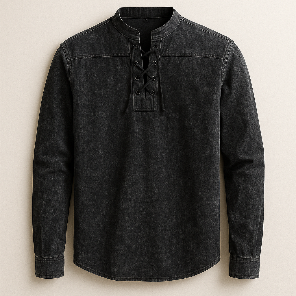 Chemise col tunisien à lacet
