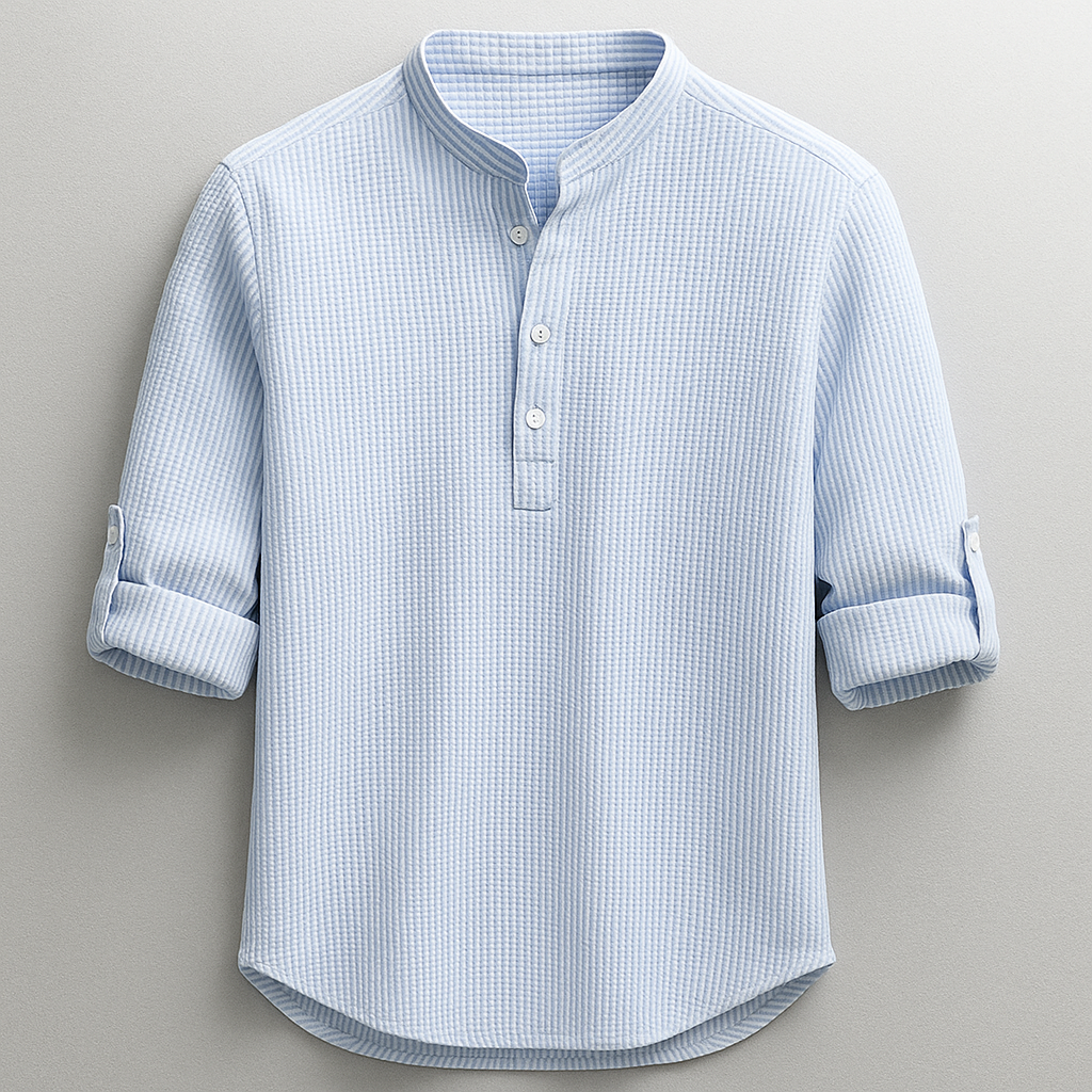Chemise en coton et lin coupe droite au chic discret homme – Fayence