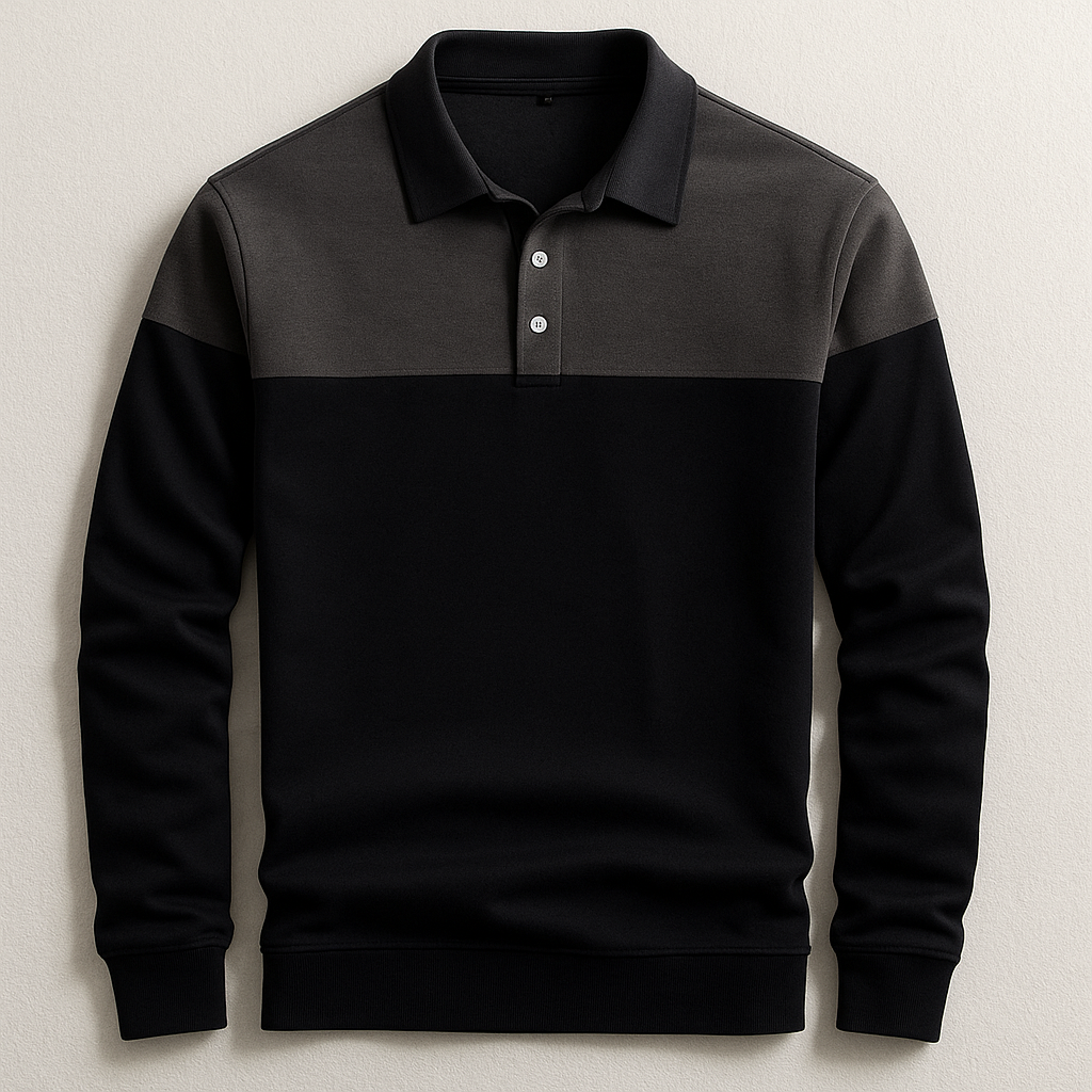 Polo manches longues à col contrasté